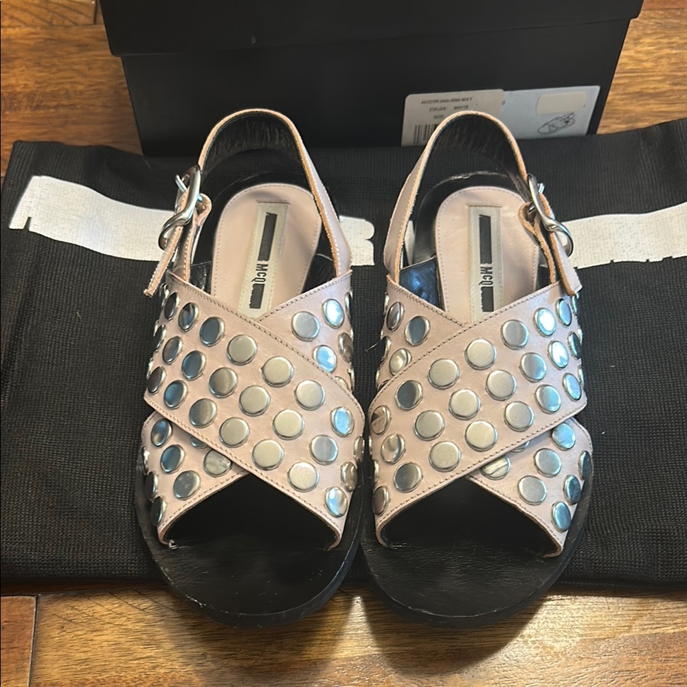 McQ by Alexander McQueen Silver and Black Sandals Minimalist Design